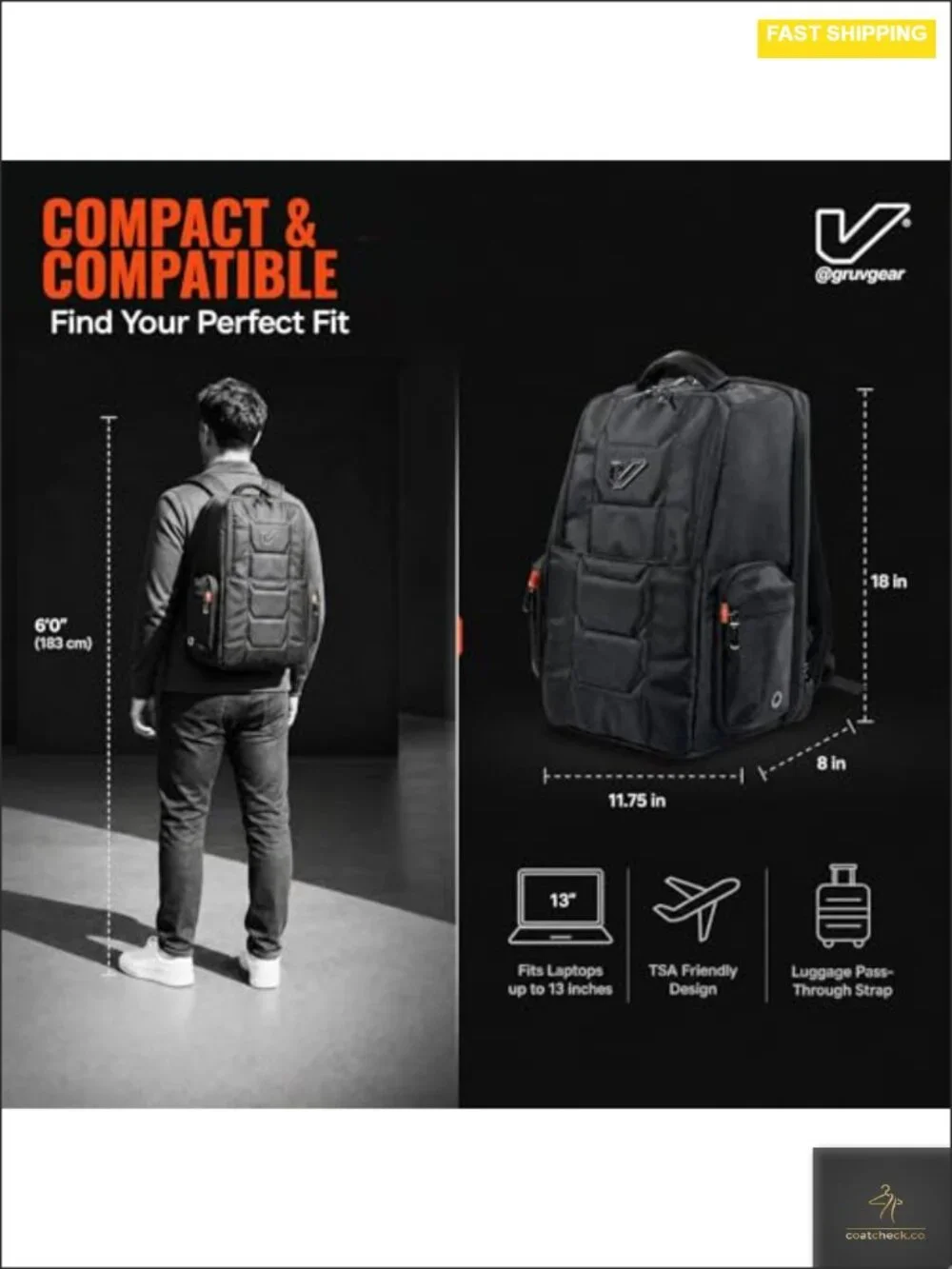 20L Modular Tech Backpack with TSA-Friendly Laptop Compartment, Water Resistant